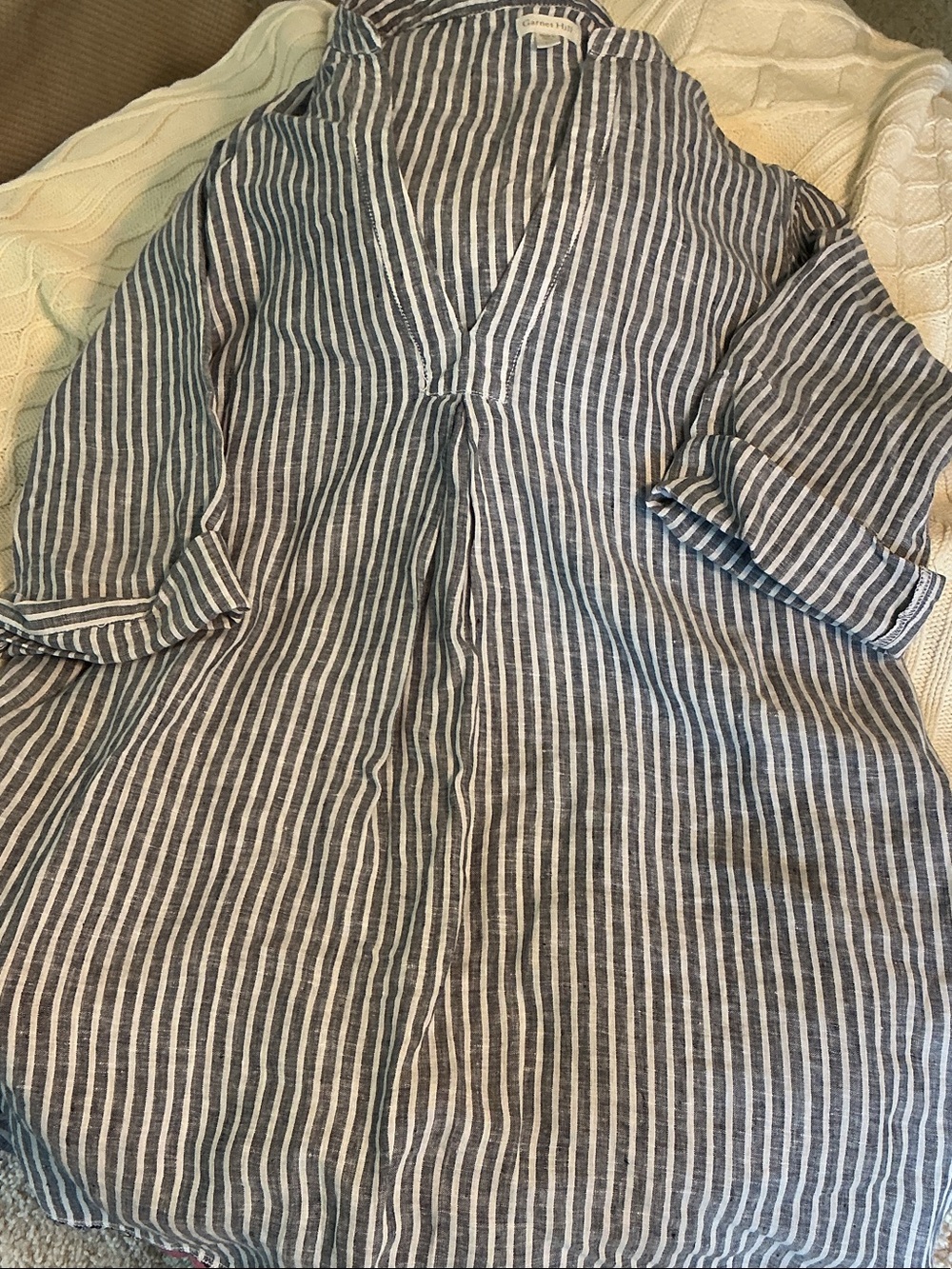Striped Linen swim cover - Blue & White stripe